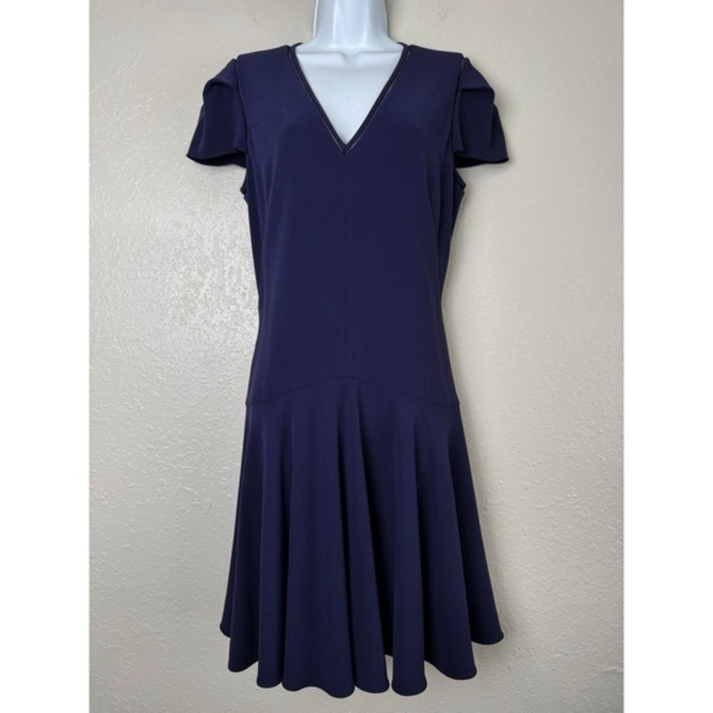 Rebecca Taylor navy blue drop waist midi dress short sleeve‎ 8